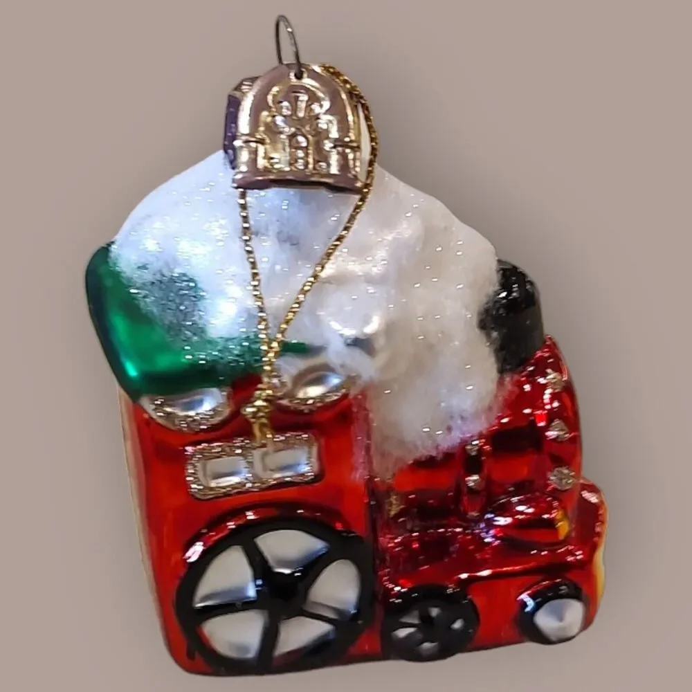 Shimmery Christmas Train Ornament Hand Blown Glass Thomas Pacconi Classics 2002